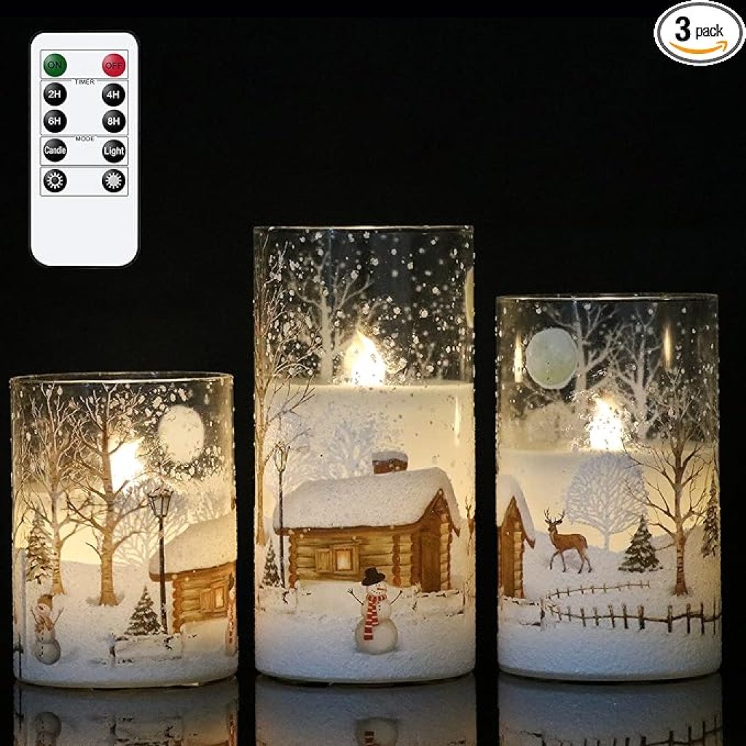 Snowman Glass Flameless Candles