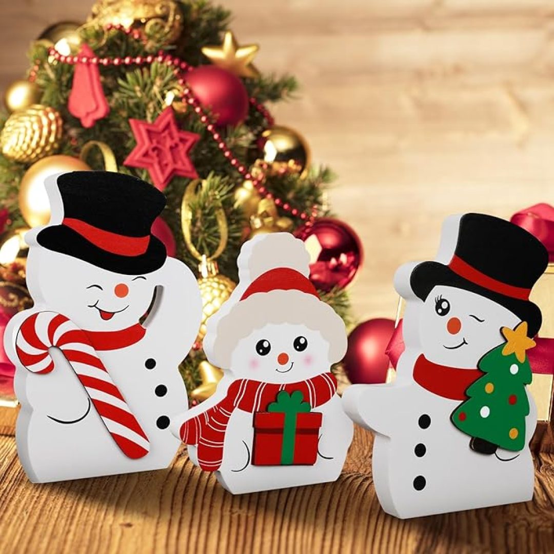 Snowman Blocks Xmas Table Decoration