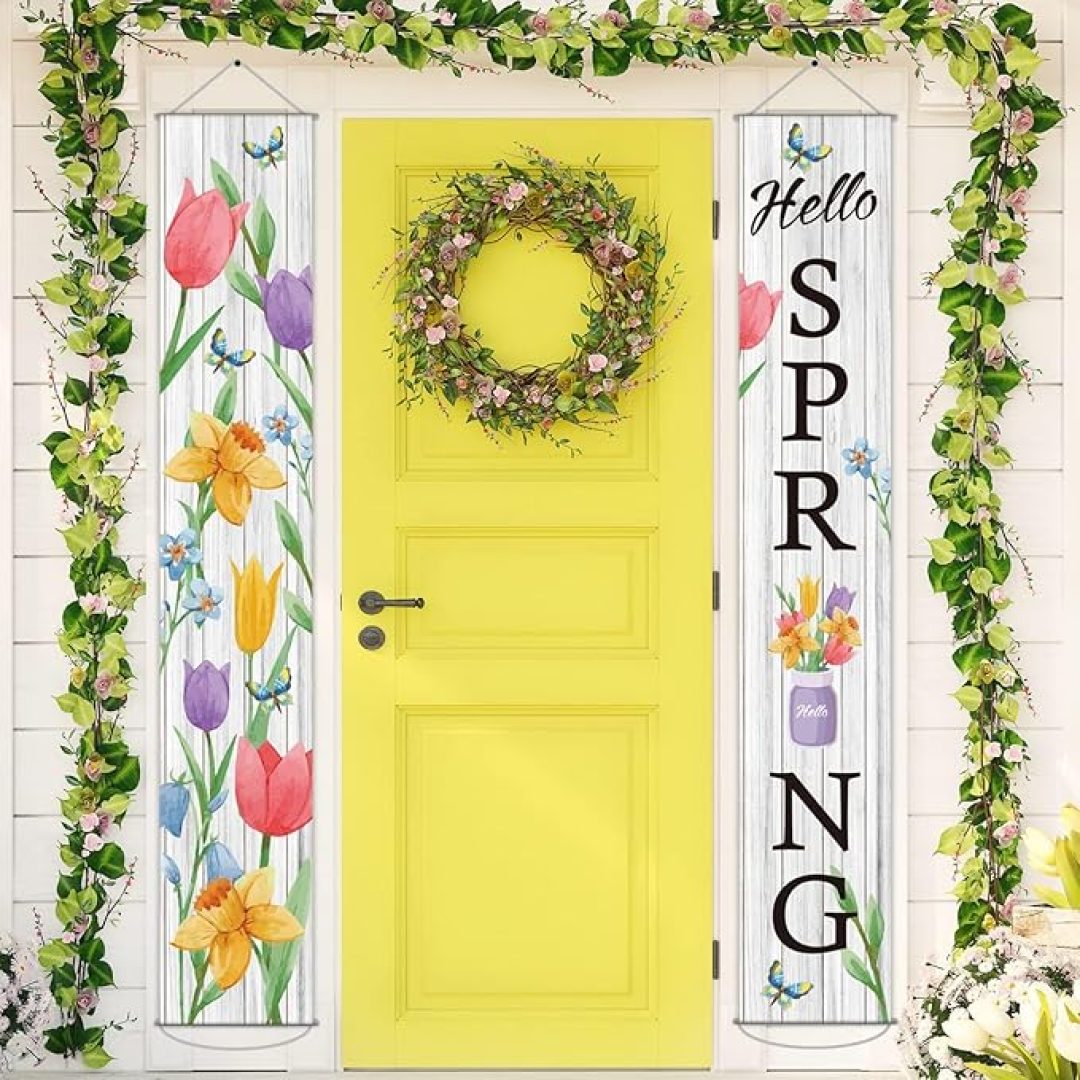 Flower Butterflies Banner Door Sign Decorations