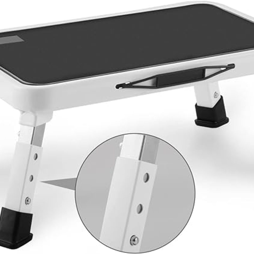 Folding Step Stool, Height-Adjustable Step Stool with 15″ X 10.2″ Non-Slip Platform, Step Ladder with a Portable Handle for Adults or Kids in Office, Kitchen, Home, 330 Lbs Capacity