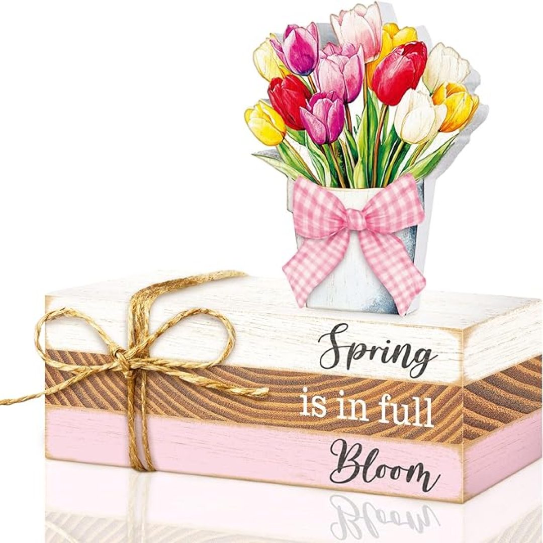 4 Pcs Spring Table Decor Tulip Wooden Sign