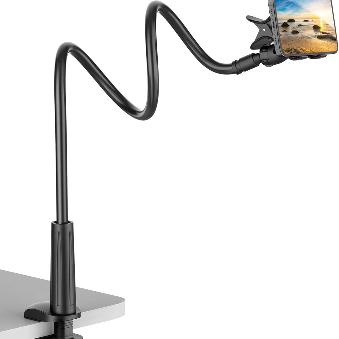 Universal 360° Gooseneck Phone Holder Flexible Clamp Stand Black
