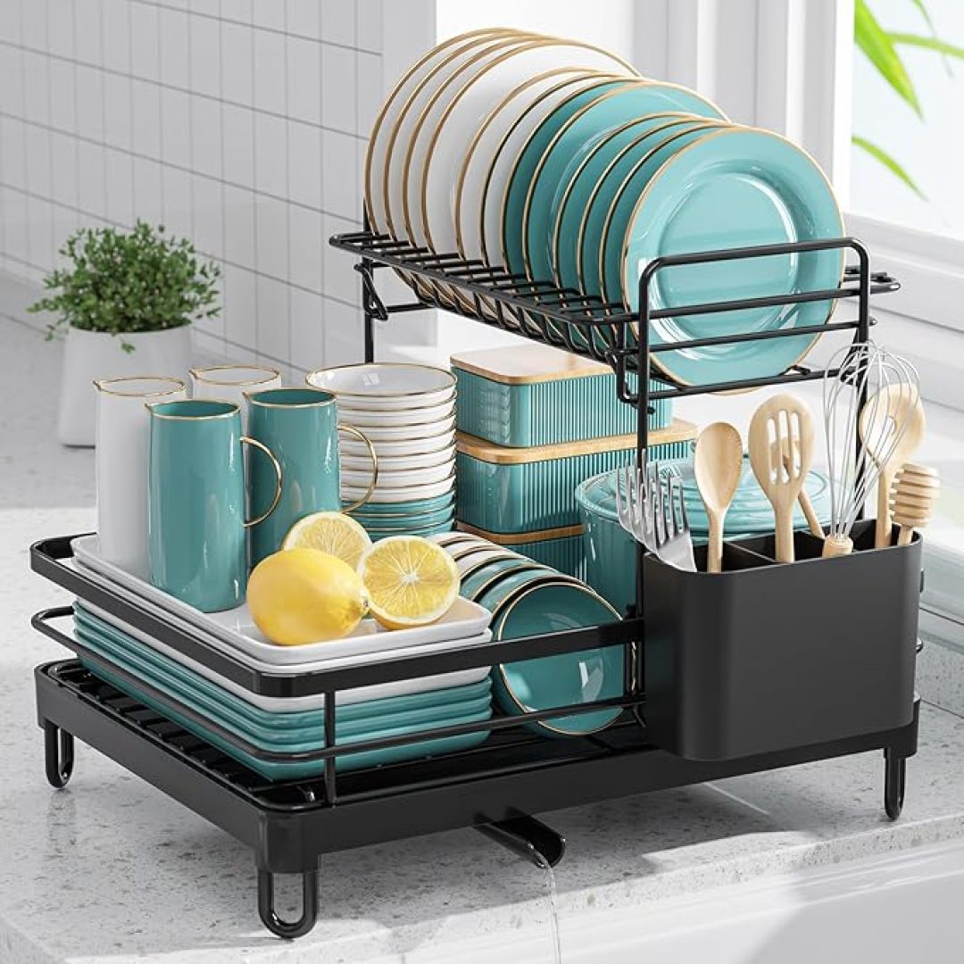 Dish Drying Rack – X-Large Stainless Steel Dish Rack for Kitchen Counter, 2-Tier Kitchen