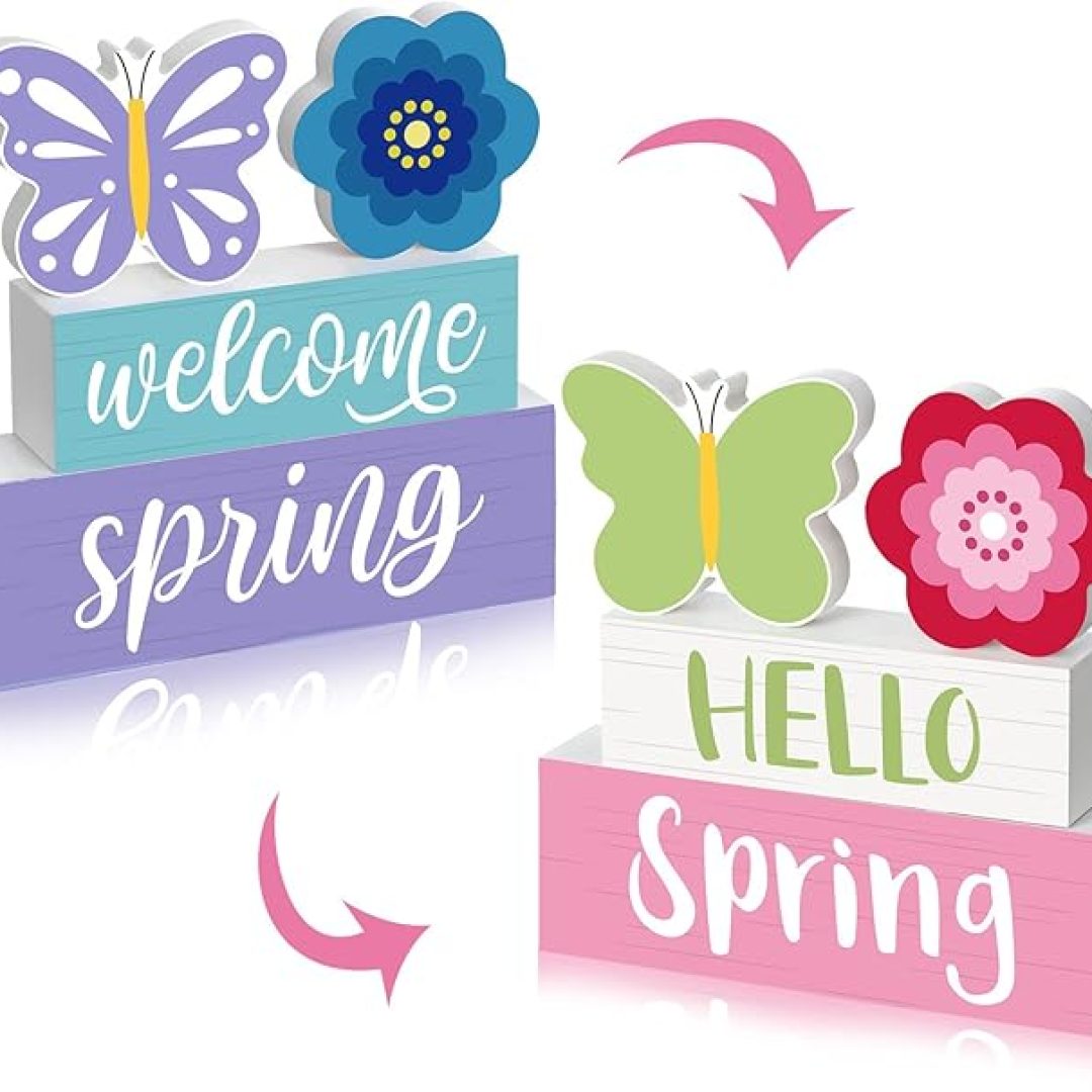 4 Pcs Spring Wooden Signs 3 Layered