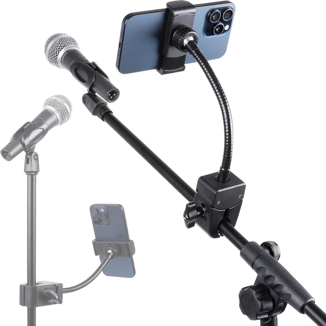 360° Adjustable Gooseneck Mic Stand Phone Holder for Smartphones