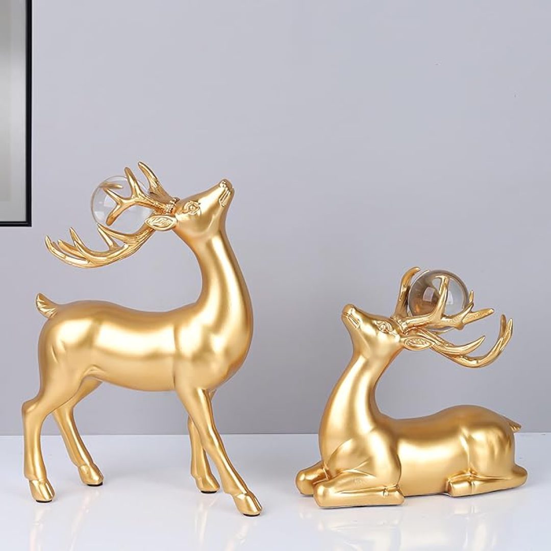 Gold Reindeer Ornaments
