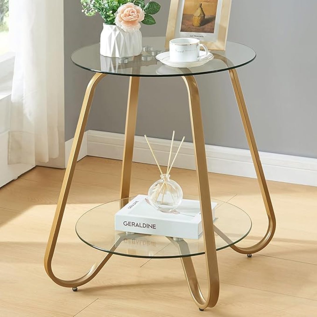 Circle Glass End Table