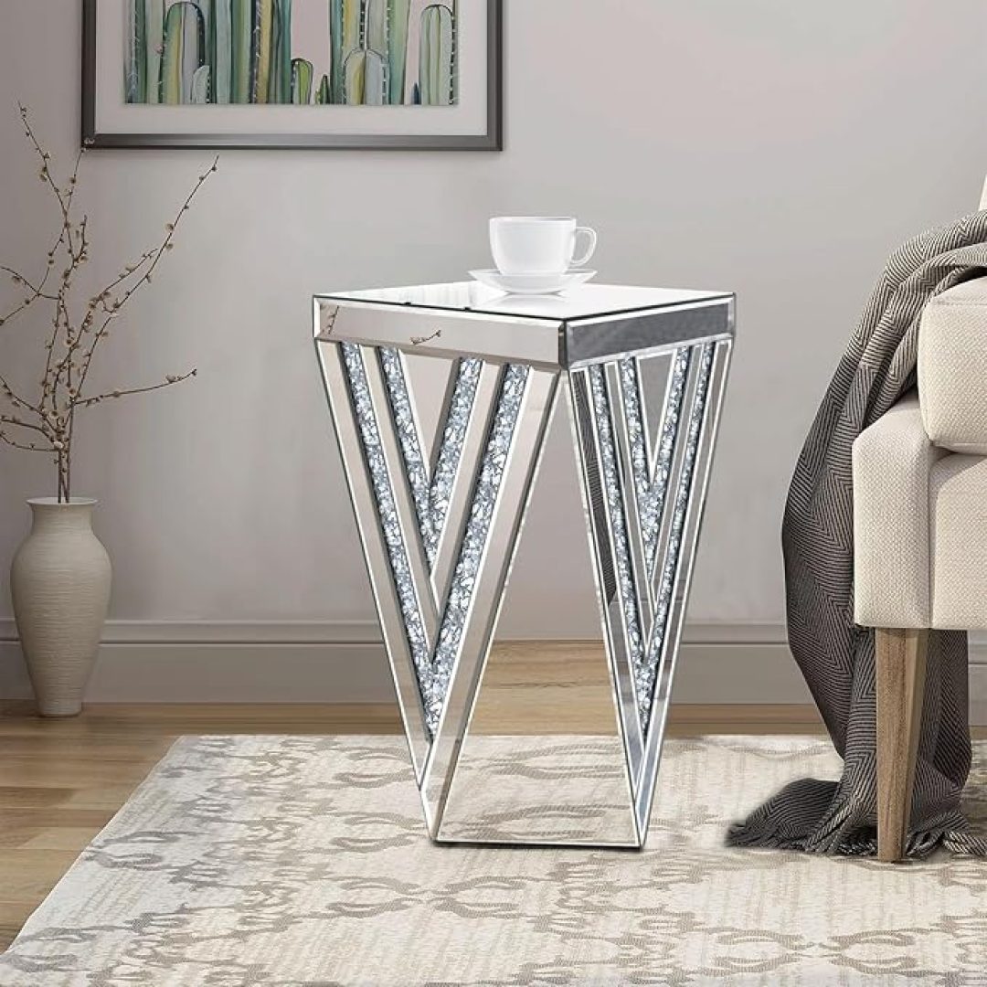 Silver Mirrored End Table