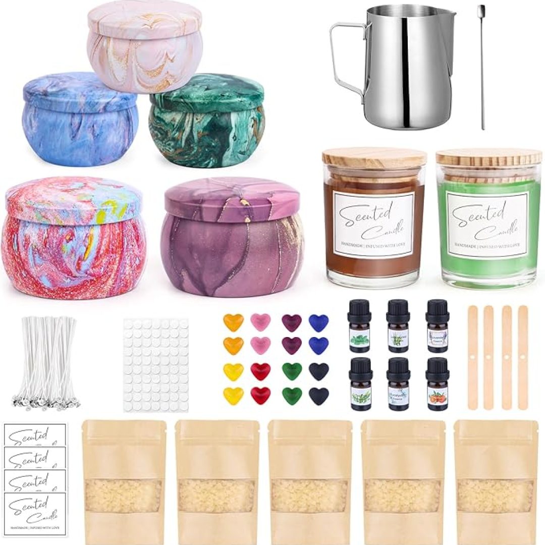 Candle Making Kit for Adults,Candle Making Supplies with Beewax, Fragrance Oil