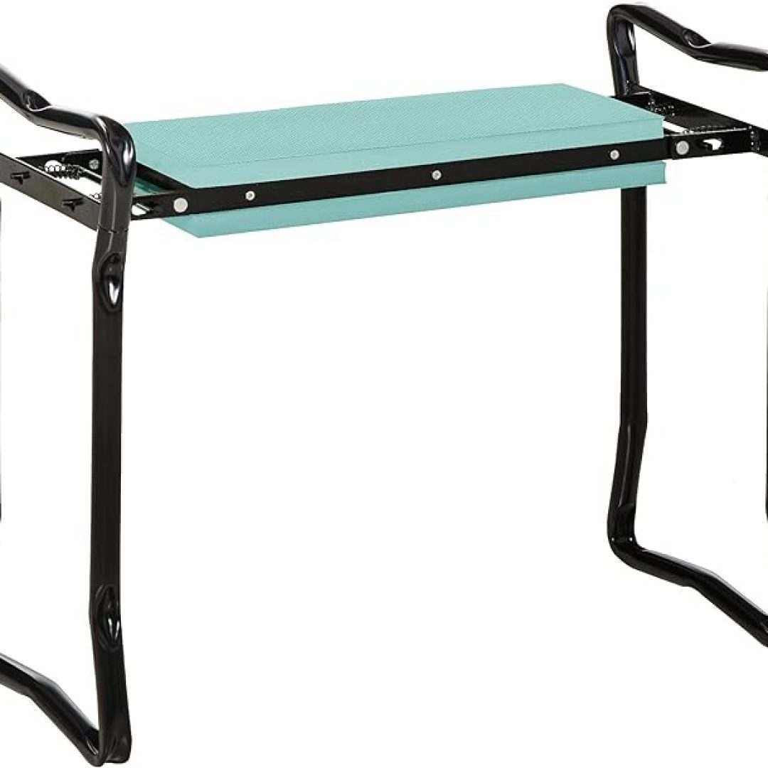 Padded Garden Kneeler and Seat Bench, Padded Foldable Garden Stool, Green
