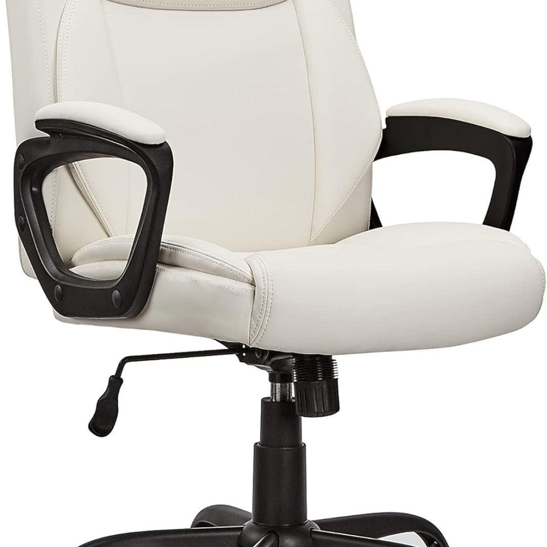 Classic Puresoft PU-Padded Mid-Back Office Computer Desk Chair with Armrest
