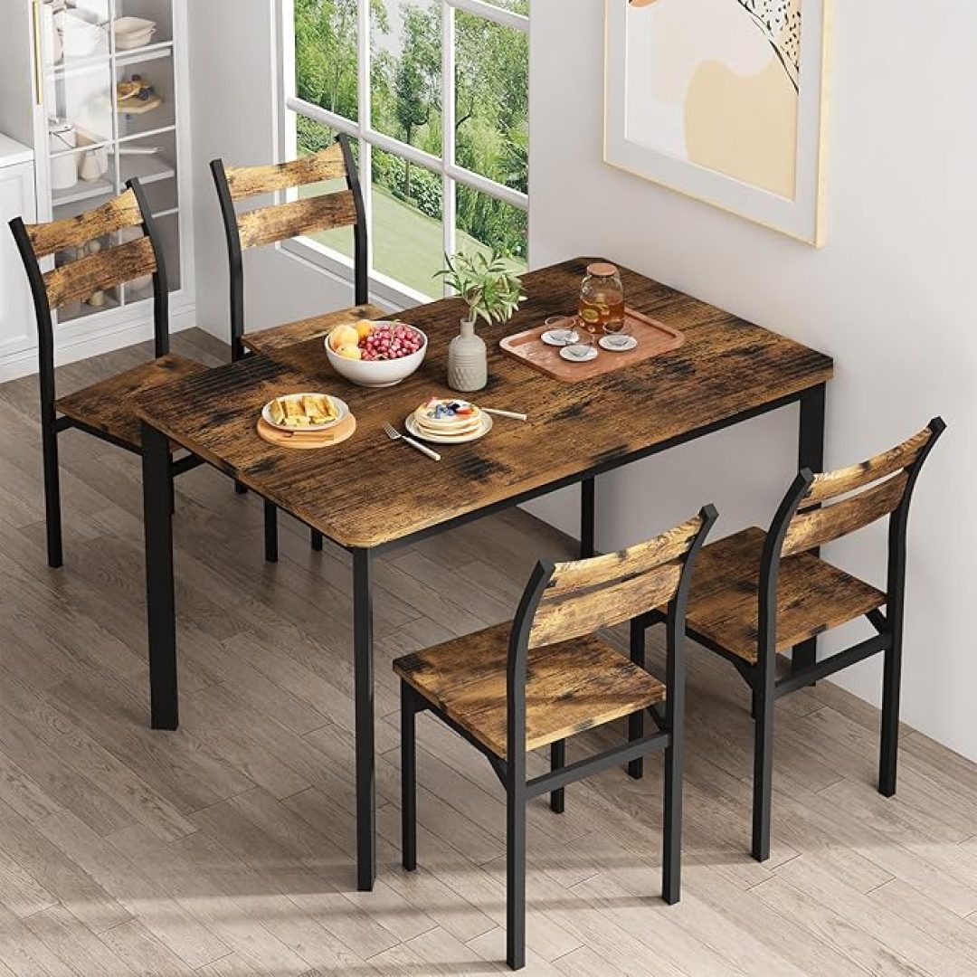 Wood Kitchen Table Chairs Set of 4