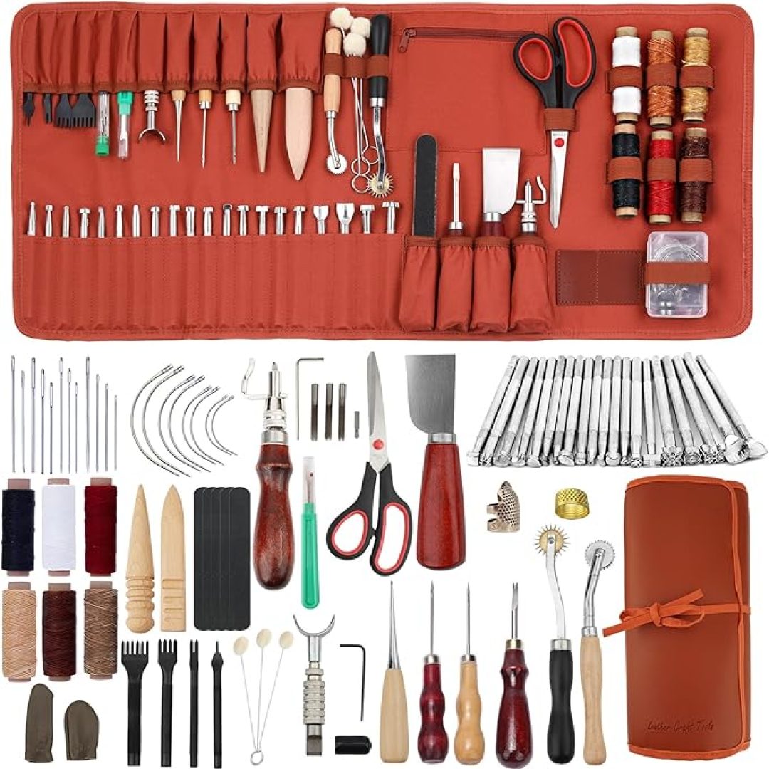 Leather Working Tools Kit with Custom Storage Bag Leather Stamping Tools Leather