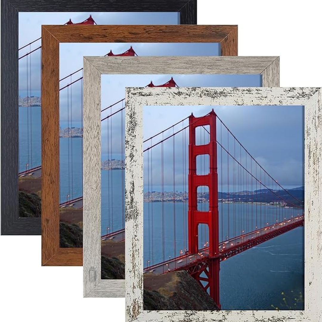 BESCRCL 8×10 Picture Frame for Wall Mounting or Tabletop, Picture Frames in 4 Different Finishes