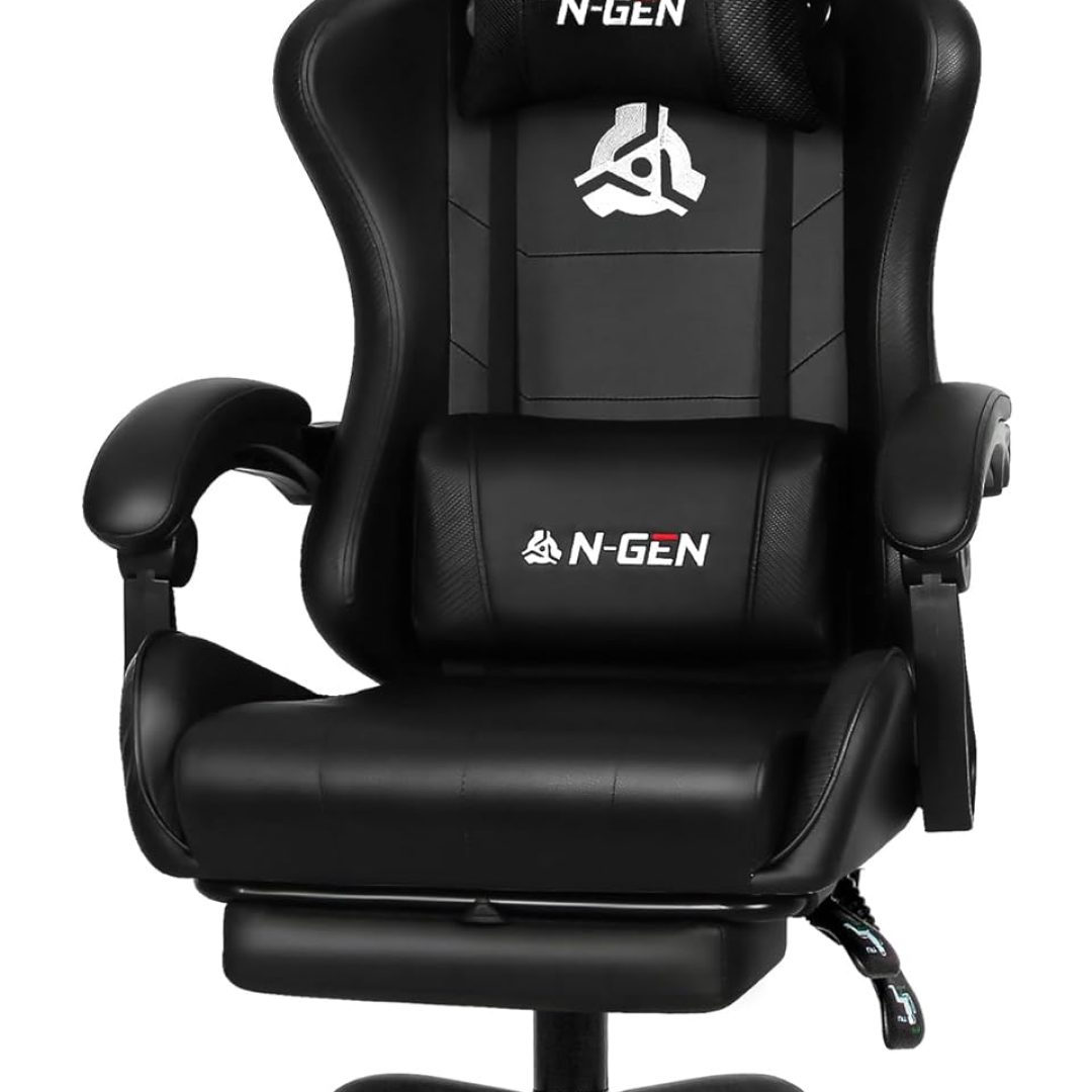 Video Gaming Chair with Footrest High Back Ergonomic Comfortable Office Computer Desk with Lumbar Support Height Adjustable