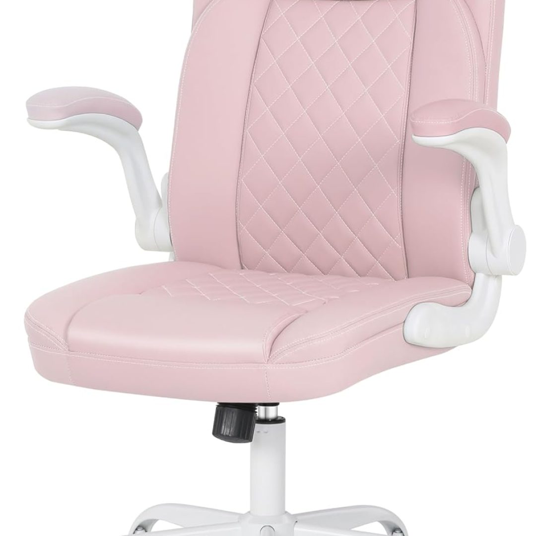 Misolant Desk Chair, Big and Tall Office Chair, High Back Computer Chair with Flip Up Armrest, PU Leather Executive Chair