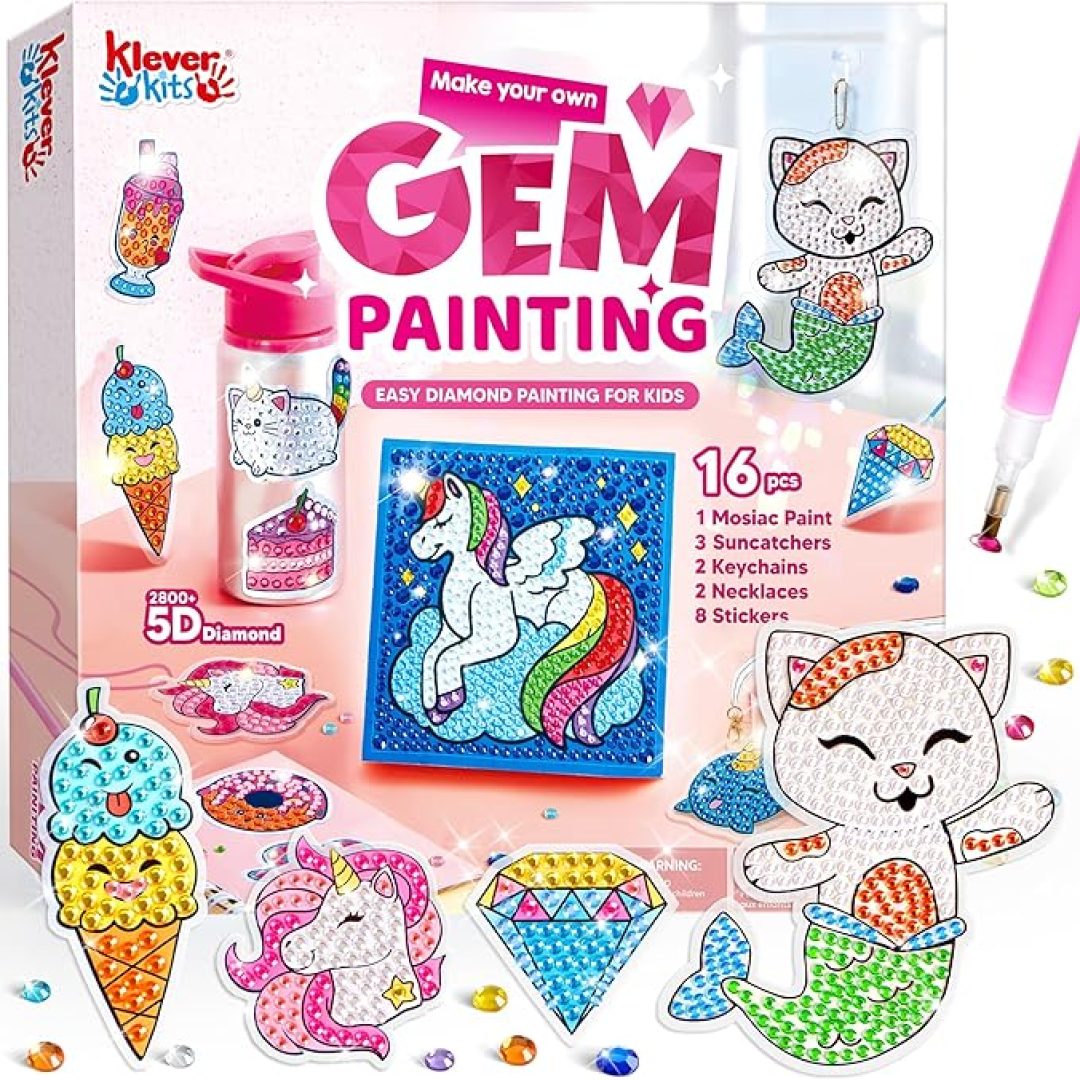 Klever Kits 16 Projects Gem Painting, Kids Diamond Gem Painting Kit with 5D Gem