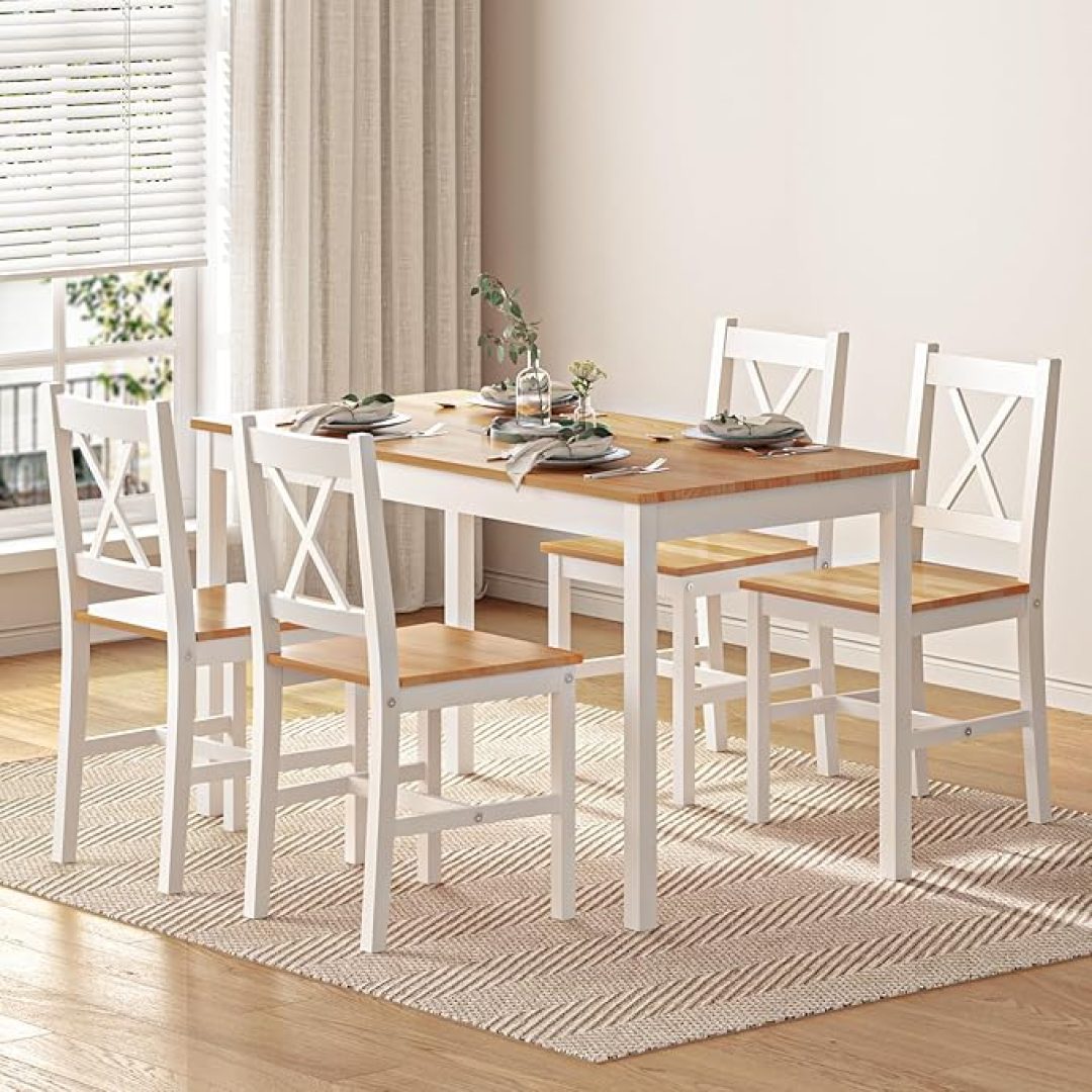 5-Piece Wood Kitchen Dining Table Set