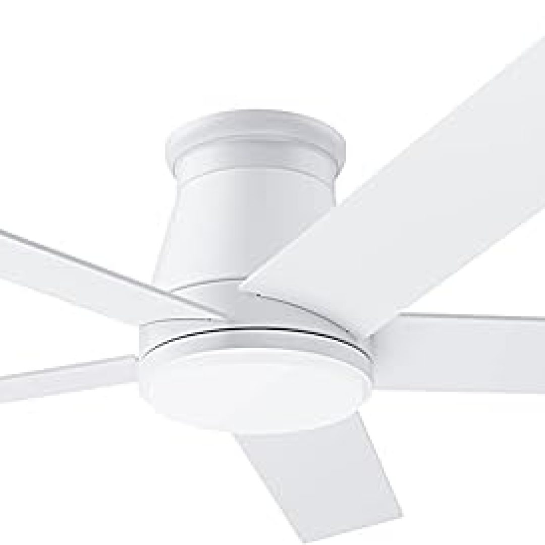 52 inch Ceiling Fan with Light, White Flush Mount Ceiling Fan 6 Speeds