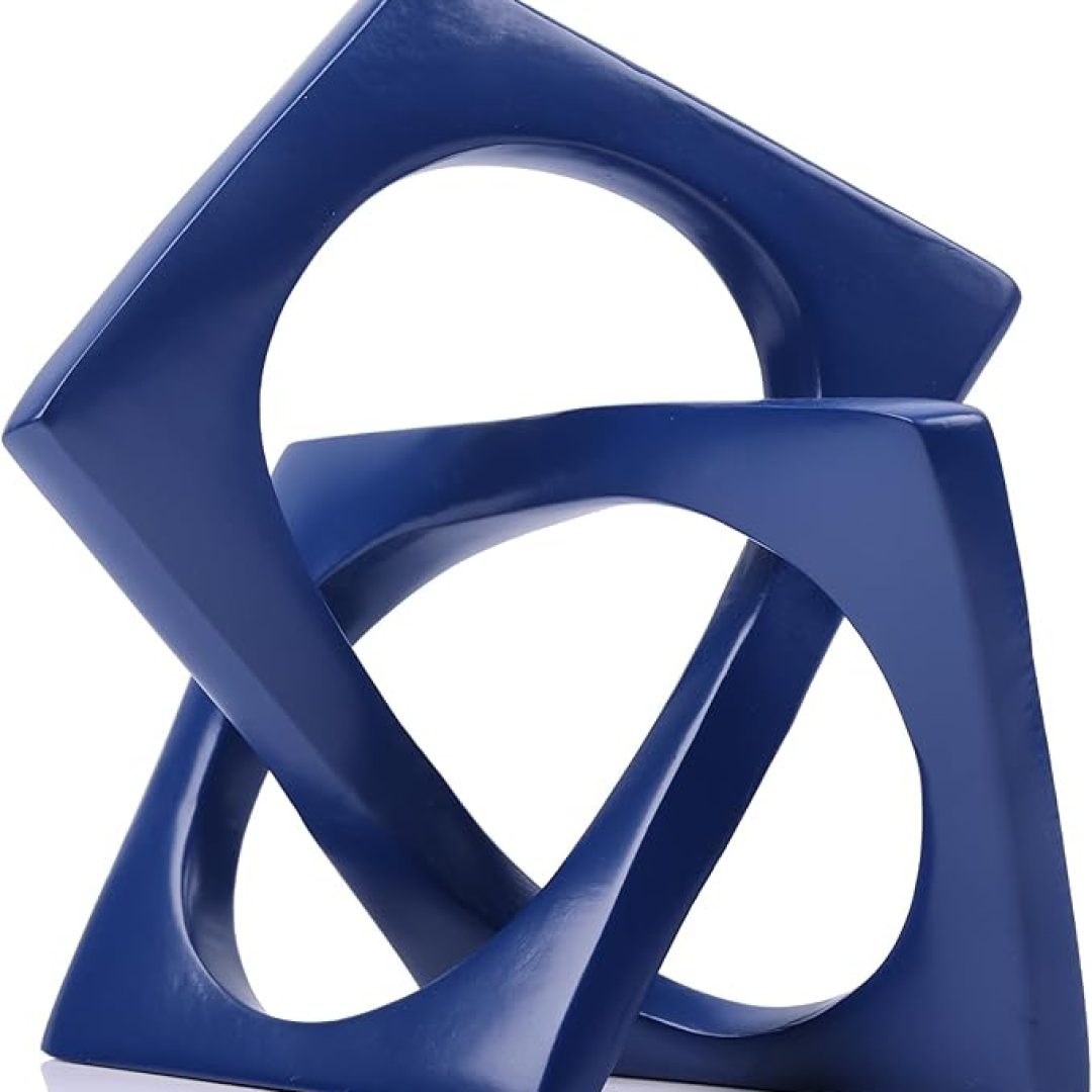 Modern Geometric Sculpture Navy Blue Knot Statue Decor