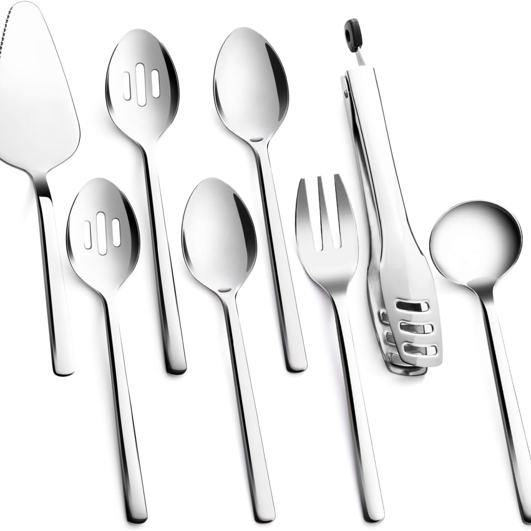 Large Hostess Serving Utensils Sets,18/10 Stainless Steel Heavy Duty 10inch Serving Spoons