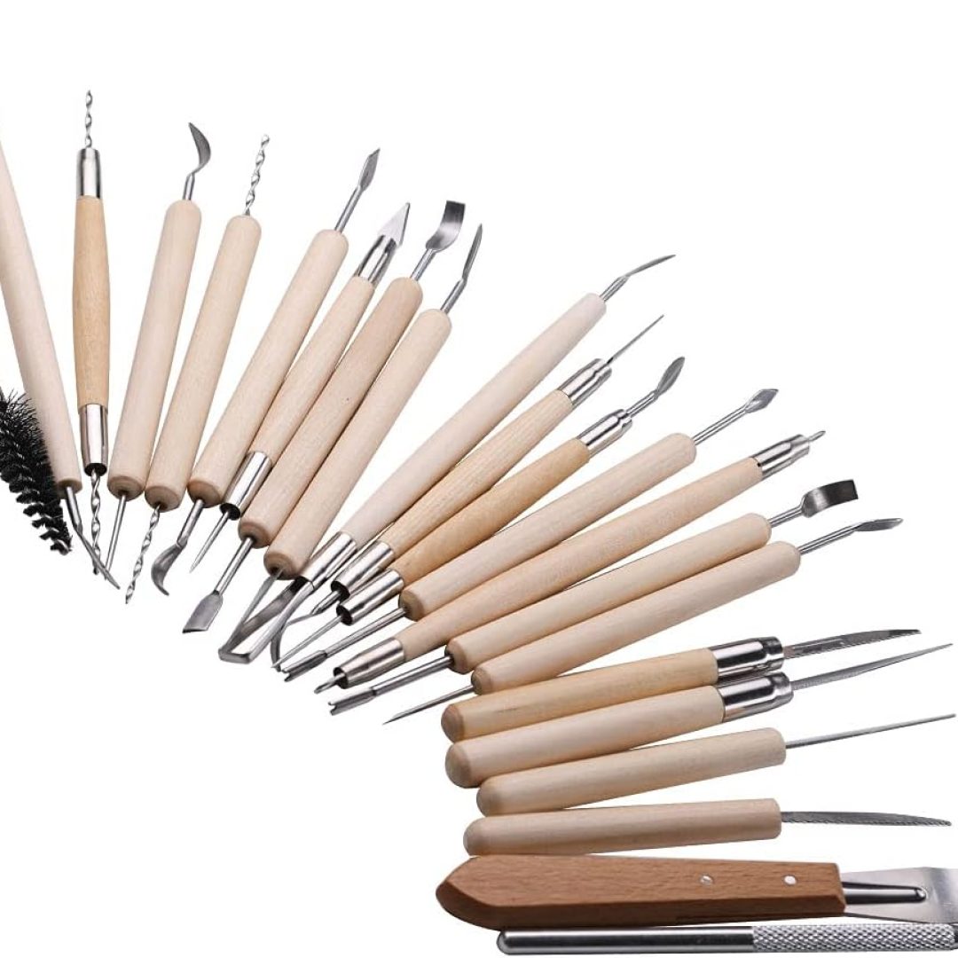 Feqsky 22PCS Clay Sculpting & Pottery Tool Set – Wooden Handle Tools for Ceramics & Crafts