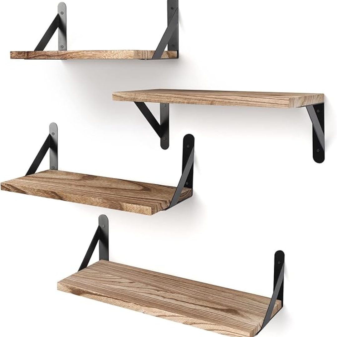 Floating Shelves for Wall, Light Carbonized Brown Wall Shelves Different Sizes