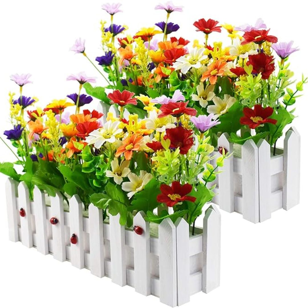 Artificial Flower Plants Indoor Office Wedding Home Decor 2 Sets