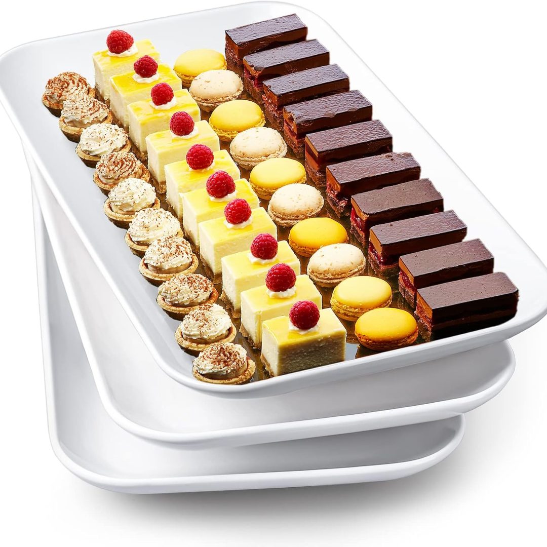 Large Serving Platter, 16 Inch Large Serving Tray Set, White Porcelain Platters for Serving Food