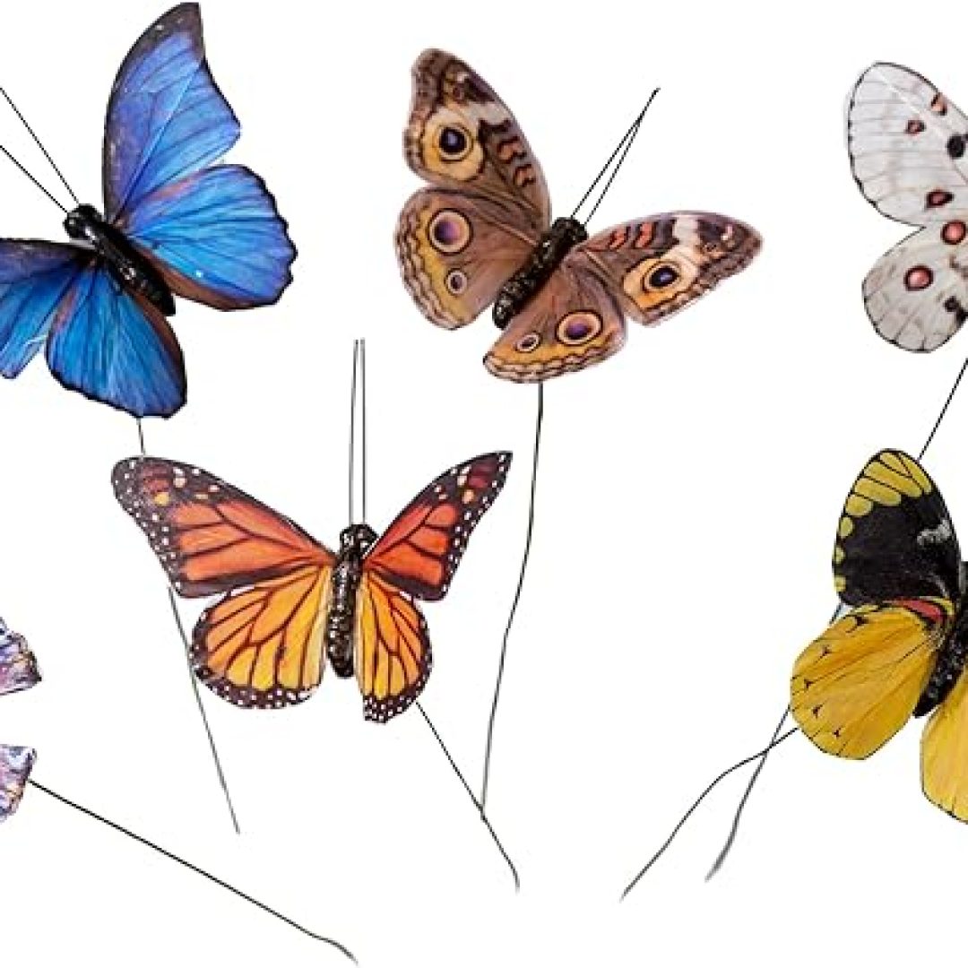 Feather Fake Butterfly for Craft Decoration Set of 12