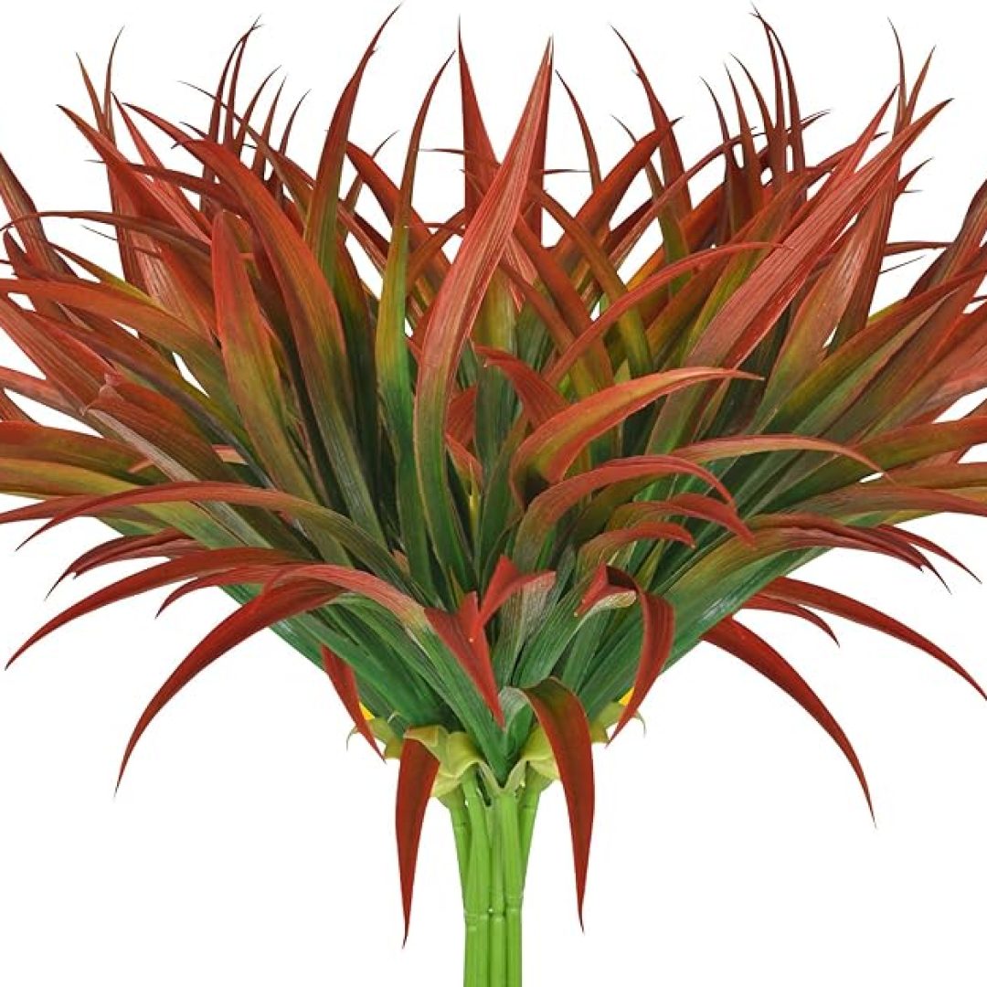 12 Pcs Fake Plants UV Resistant Artificial Tall Grass Plants