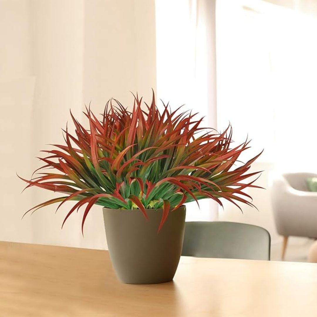 12 Pcs Fake Plants UV Resistant Artificial Tall Grass Plants