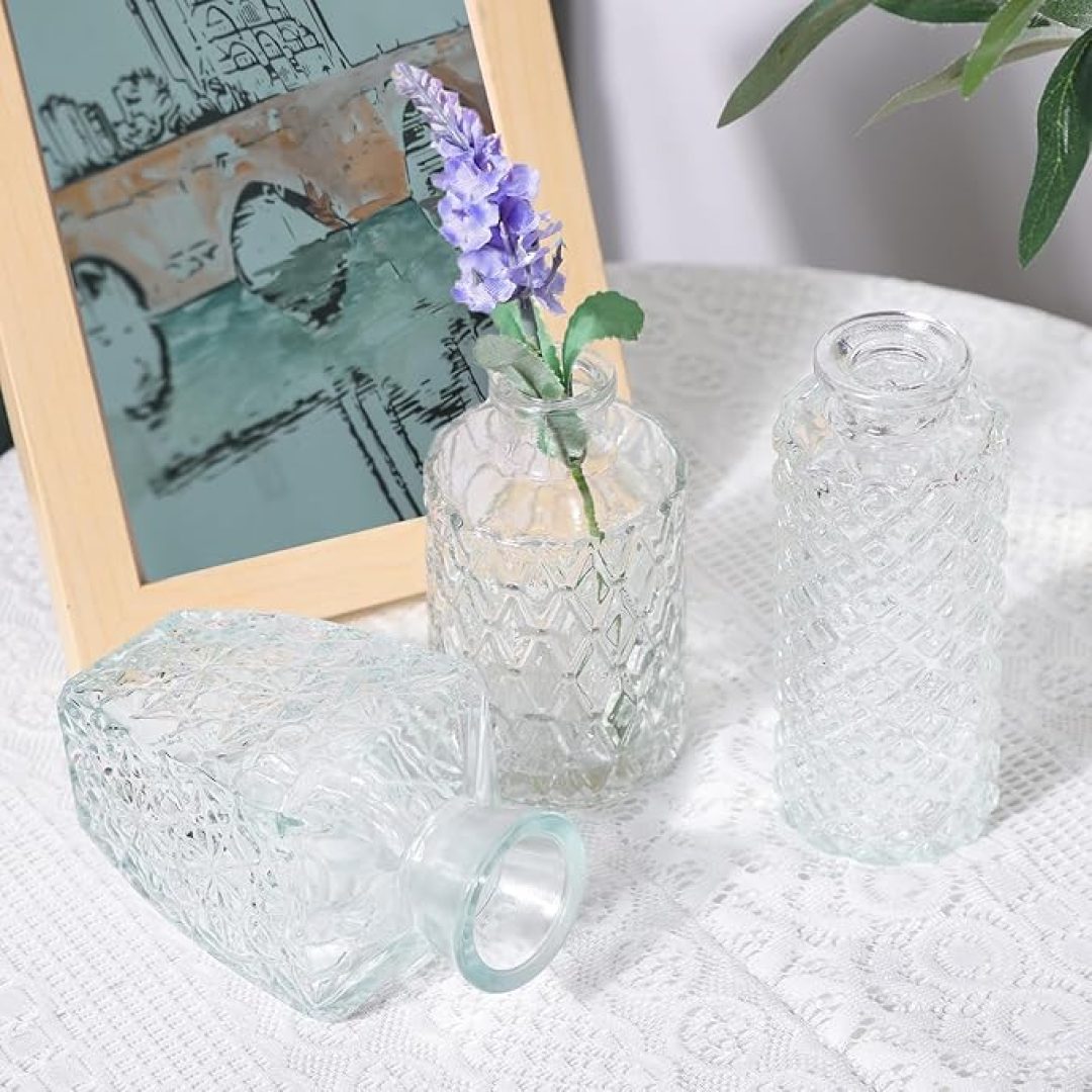 Set of 25 Small Clear Bud Vases