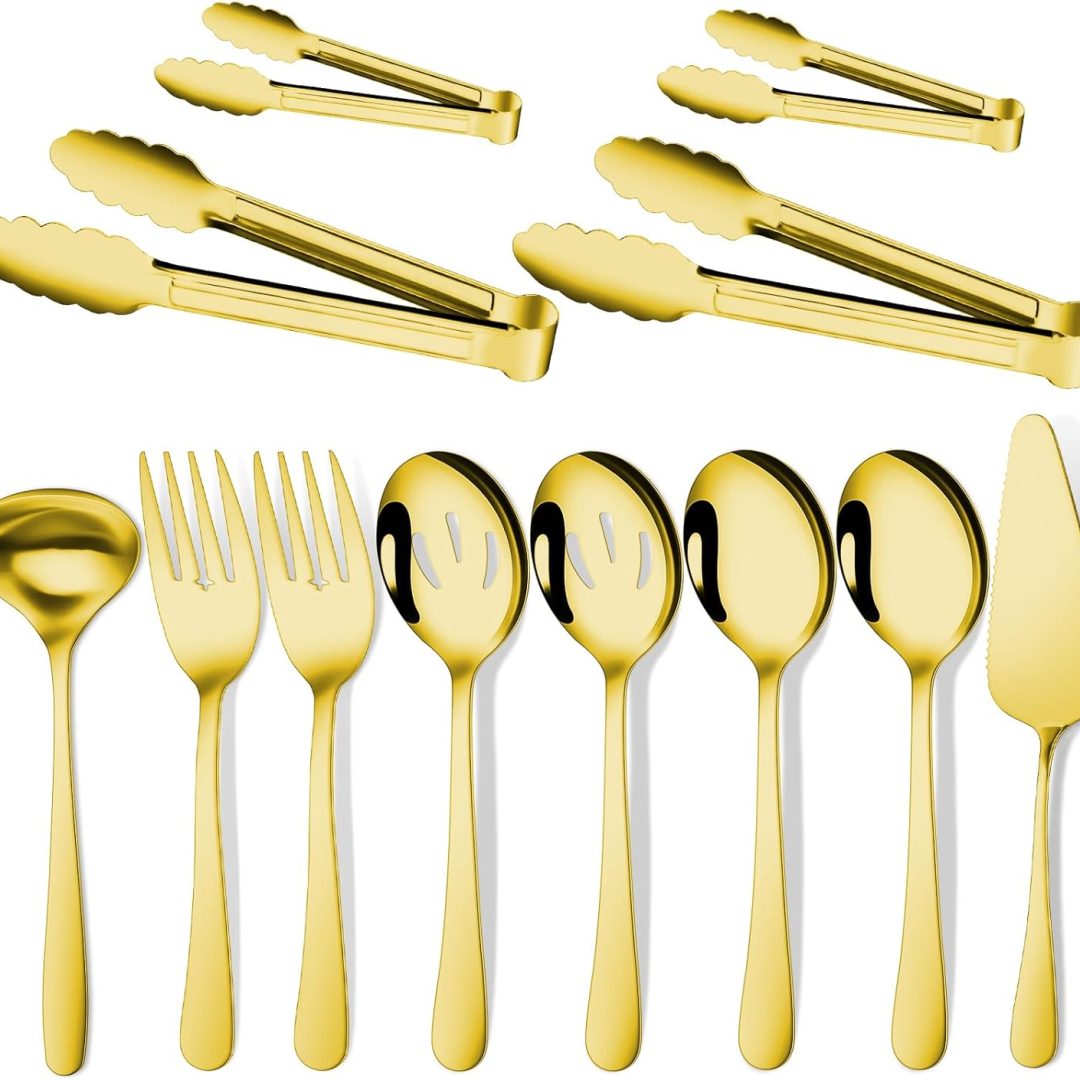 Gold 12 Pieces Serving Utensils