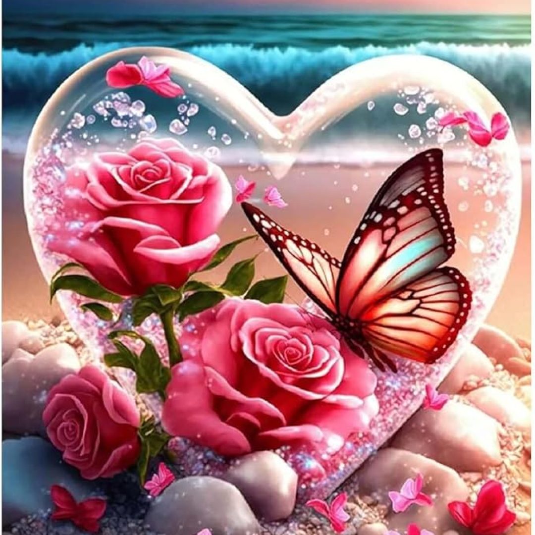 Butterfly Crystal Rose Flowers Diamond Painting Kits for Adults