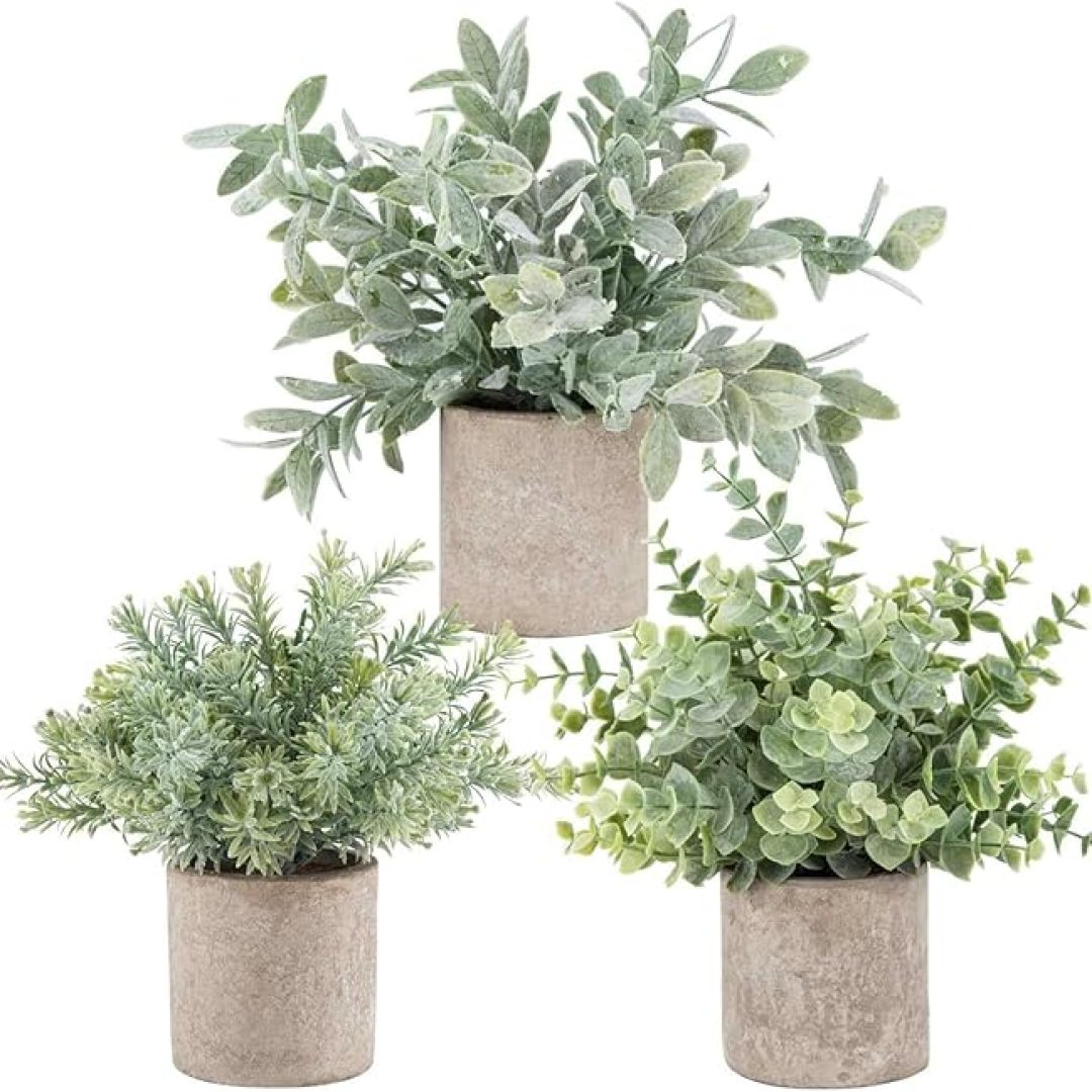 3 Pack Mini Potted Fake Plants