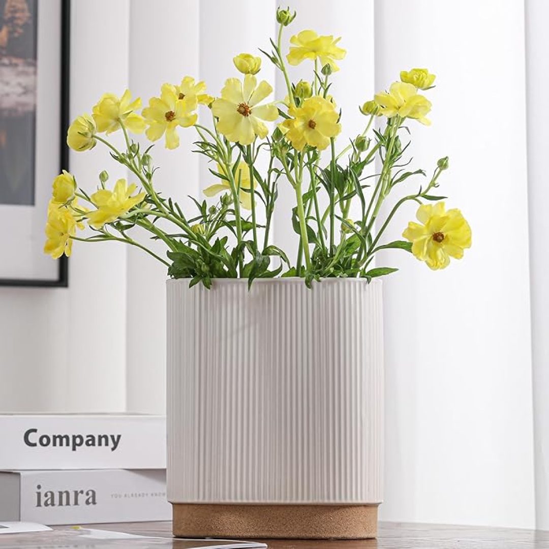 White Ceramic Vase for Home Decor Flower Vase