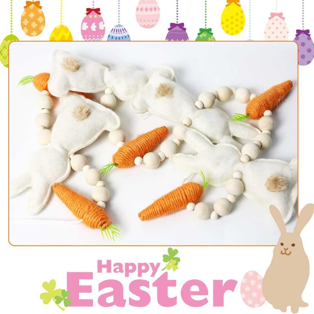 Bunny Carrot Garland – 2025 Handmade Easter Decor for Home & Parties
