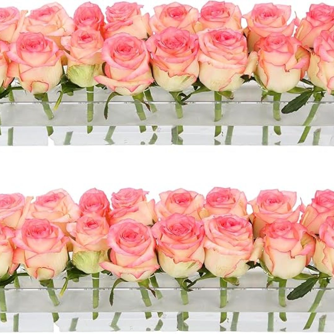 2Pack Clear Acrylic Flower Vase Rectangular