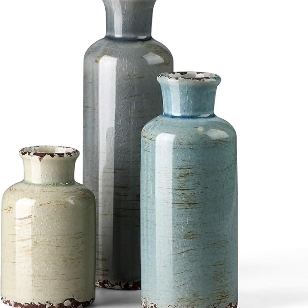 Ceramic vase 3 Piece Set, Small Flower vase for Home Decoration