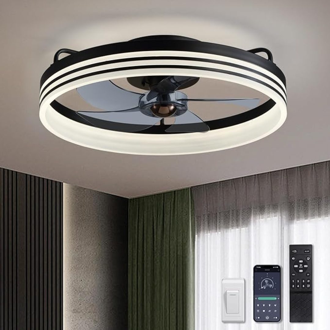 Ceiling Fans with Lights,  6 Wind Speeds Smart Low Profile Ceiling Fan