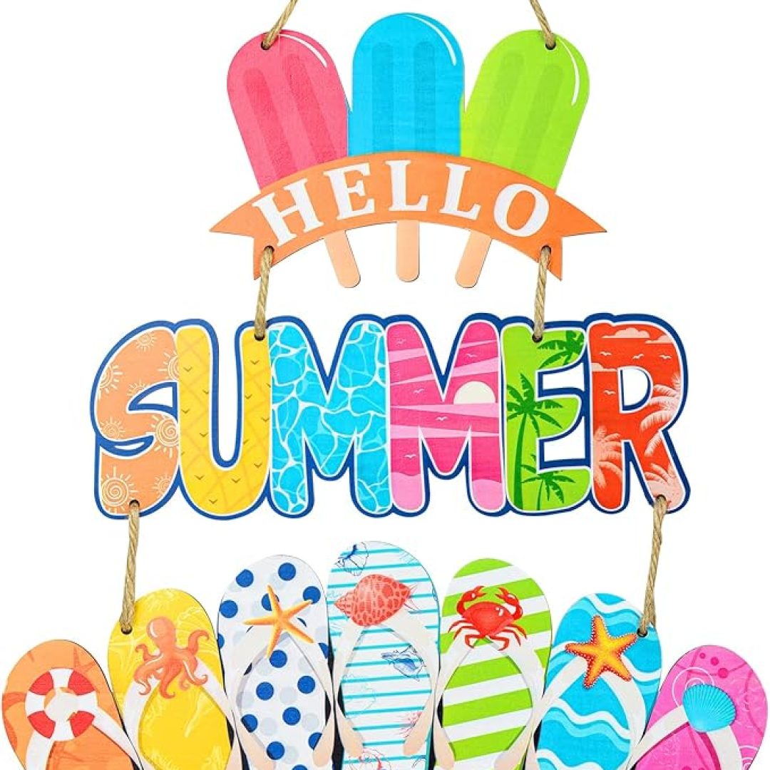 Summer Door Wreath Flip Flop Hanging Sign