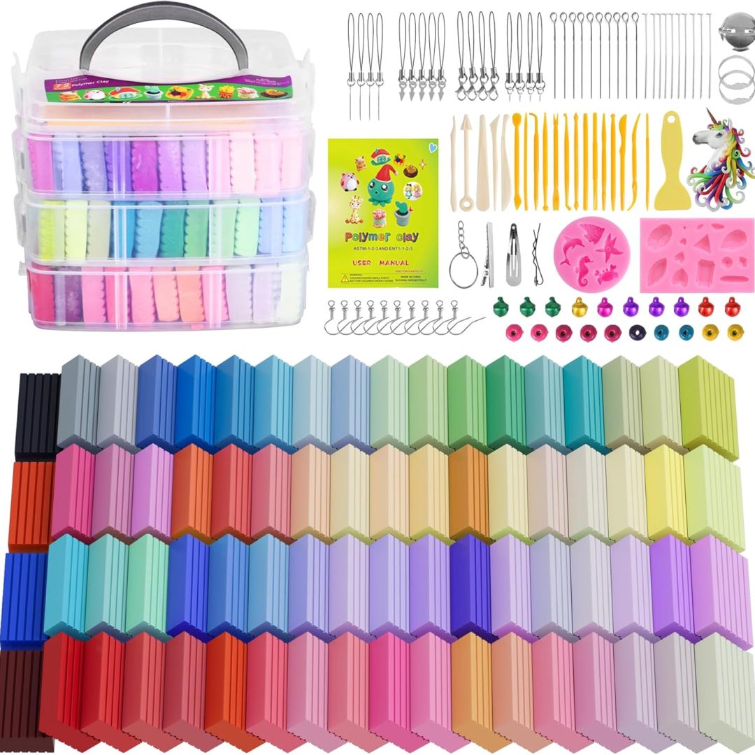 72-Color Polymer Clay Set with Sculpting Tools – Oven-Bake Modeling Clay for Kids & Beginners