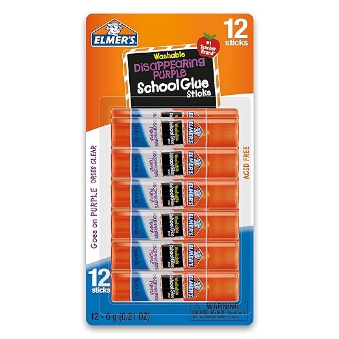 Disappearing Purple School Glue Sticks 6 Grams, 12 Count