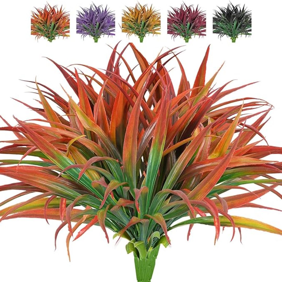 6 Pcs Artificial Grass Fake Plants Faux Plastic Plants Greenery Shrubs