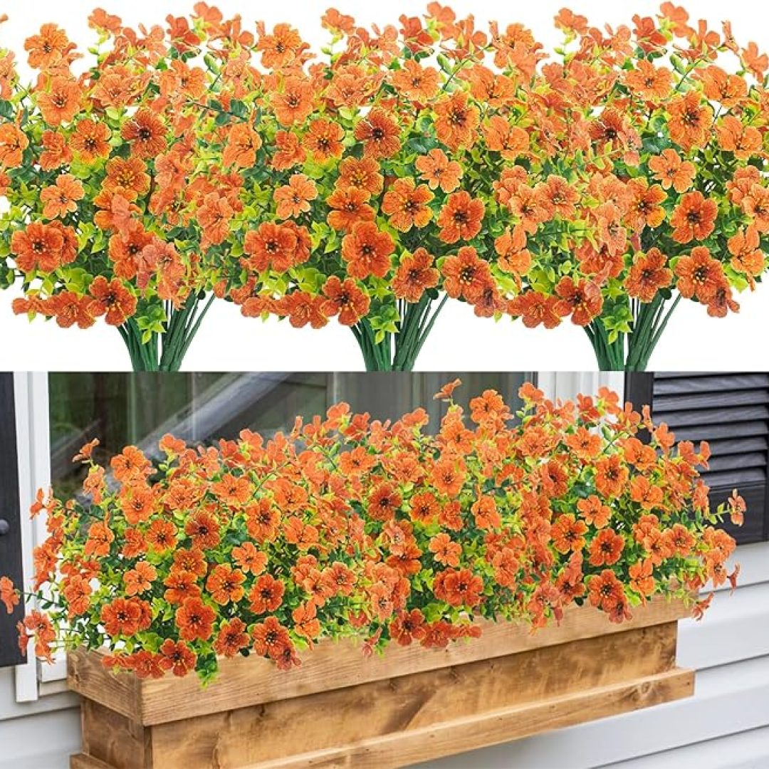 6 Bundles Artificial Fall Flowers Bulk Outdoor