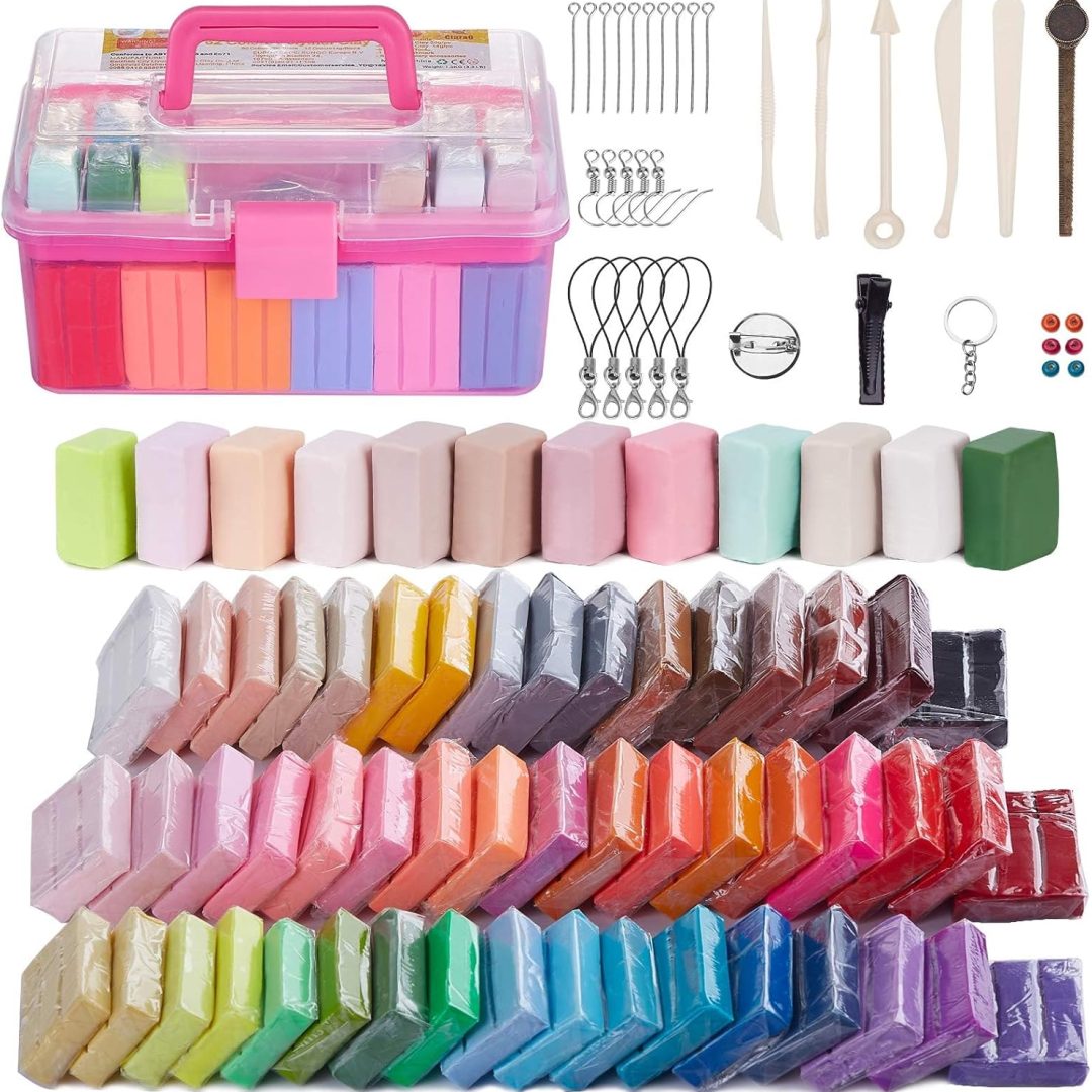 Ifergoo 62-Color Polymer Clay Set – Non-Toxic, Oven-Bake Clay with Sculpting Tools for Kids