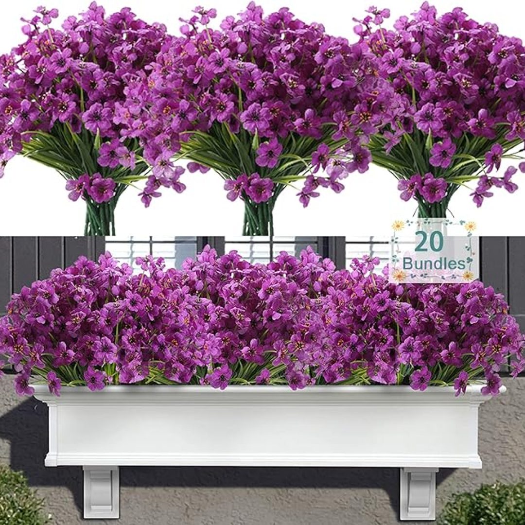 20 Bundles Artificial Flowers for Outdoors