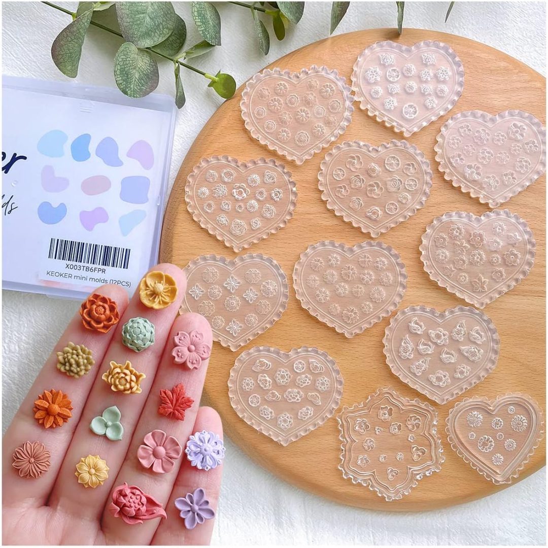KEOKER 12PCS Mini Floral Polymer Clay Molds – Jewelry Making & Earring Decoration