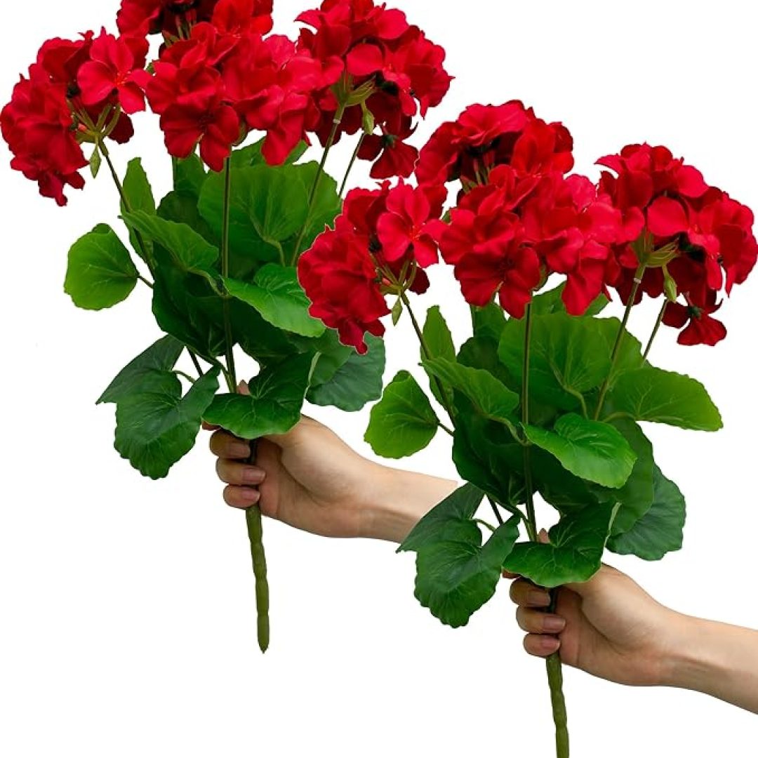2PCS Artificial Geraniums Silk Flowers